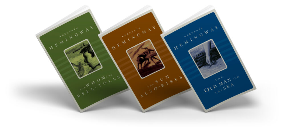 Book cover designs a collection of Ernest Hemingway novels